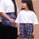 شلوارک ست مادر دختری سه بعدی شکوفه های ختمی CFCS