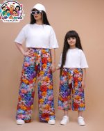 شلوار ست مادر دختری سه بعدی شکوفه های بهاری CFCS