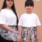 شلوارک ست مادر دختری سه بعدی رز سفید CFCS