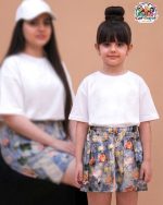 شلوارک ست مادر دختری سه بعدی رز سفید CFCS