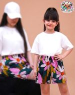 شلوارک ست مادر دختری سه بعدی گل آبرنگی CFCS