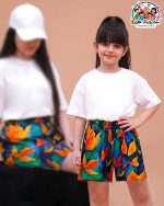 شلوارک ست مادر دختری سه بعدی برگ پاییزی CFCS